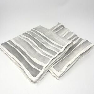 NWOT Set Of 2 Serena & Lily Gray White Striped Linen Throw Pillow Covers 22x22”